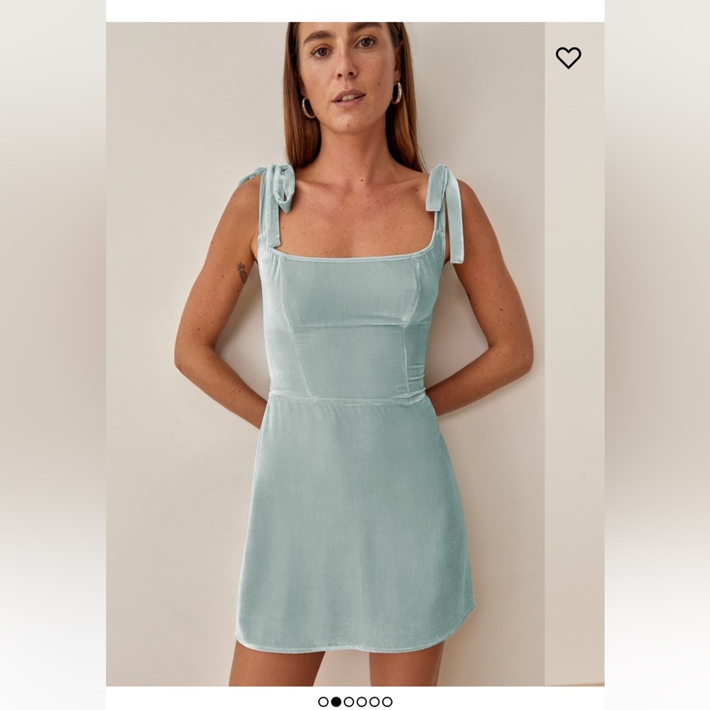 Reformation // Minna Velvet Dress // Color: Turquoise // Size: 6
